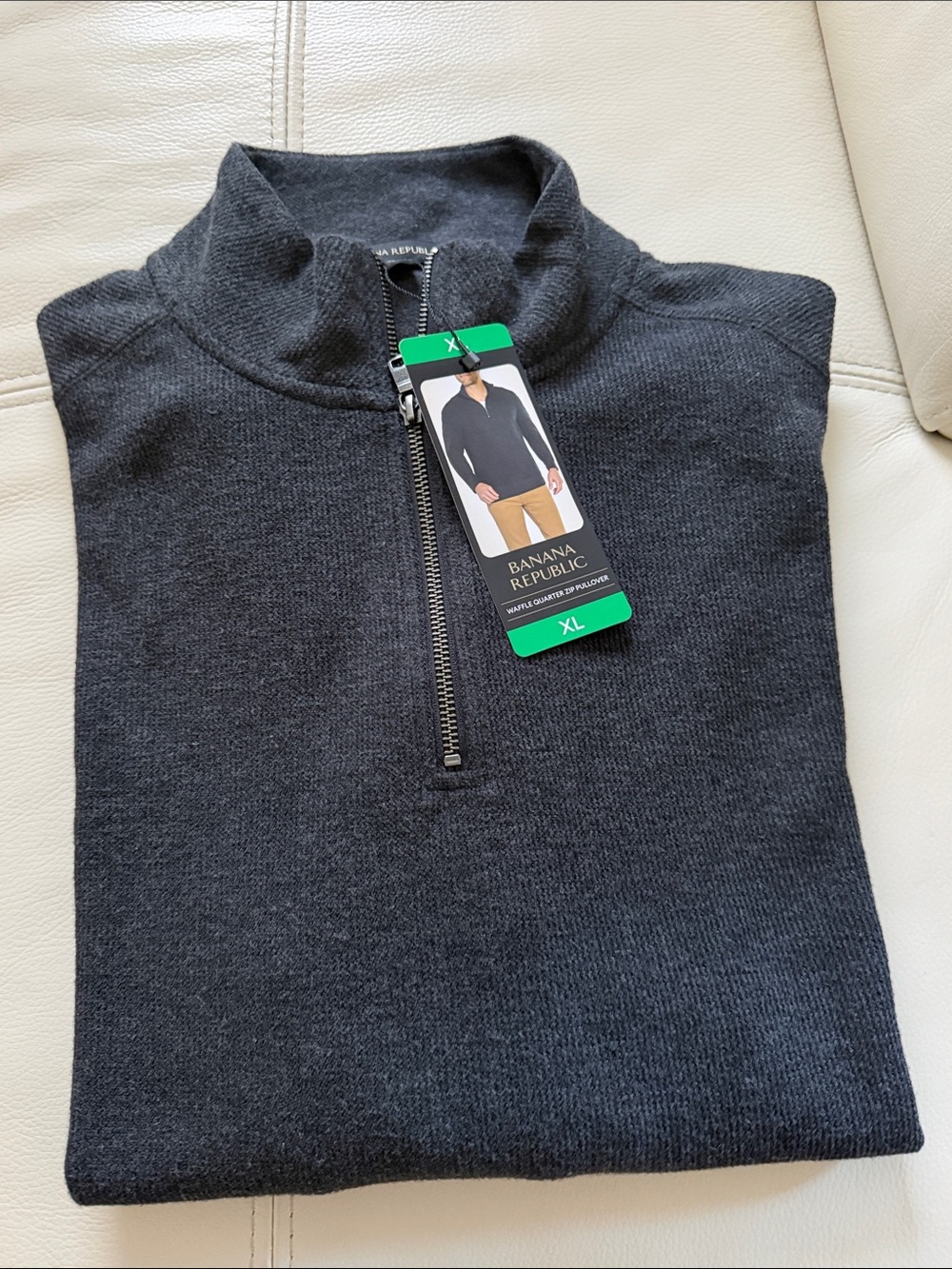 Banana Republic Men's Charcoal Gray Half-Zip Sweater